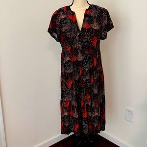 Maeve Black and Red Midi Dress